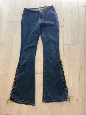 Vintage Mudd Low Rise Flare Jeans with Side Lace-Up Detail